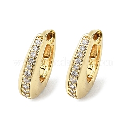 Oval Brass Micro Pave Clear Cubic Zirconia Hoop Earrings&nbsp;EJEW-D311-133G