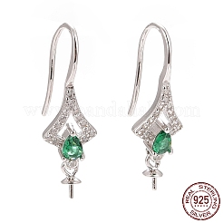 Rhodium Plated 925 Sterling Silver Earring Hooks&nbsp;STER-D035-28P