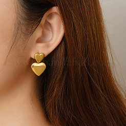 Stylish Stainless Steel Heart Dangle Stud Earrings&nbsp;BA0238