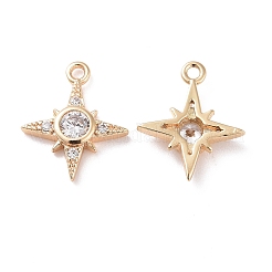 Brass Micro Pave Clear Cubic Zirconia Charms&nbsp;X-KK-G418-08G