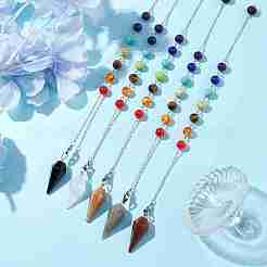 Chakra Synthetic & Natural Mixed Gemstone Pointed Dowsing Pendulums&nbsp;PALLOY-JF02608-02