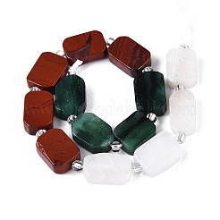 Natural Fuchsite & Red Jasper & Rainbow Moonstone Beads Strands&nbsp;G-T144-14B-01