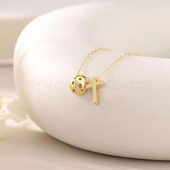 Brass Pickleball and Cross Pendant Cable Chain Necklaces&nbsp;FS-WGCEAF4-01