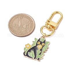 10Pcs 10 Styles Plant with Cat Alloy Enamel Pendant Decorations&nbsp;HJEW-JM01944