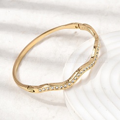 304 Stainless Steel Rhinestone Hinged Bangles for Women&nbsp;BJEW-B168-11G