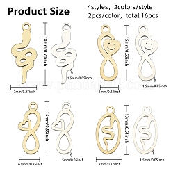 16Pcs 8 Style Ion Plating(IP) 304 Stainless Steel Charms&nbsp;STAS-CA0002-10