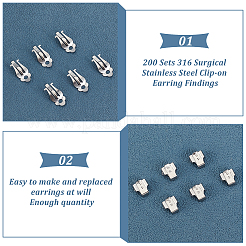 200 Sets 316 Surgical Stainless Steel Clip-on Earring Findings&nbsp;STAS-DC0011-89