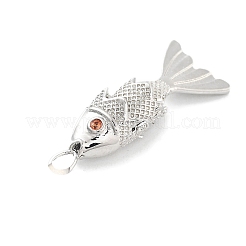 Fish Rack Plating Brass Micro Pave Cubic Zirconia Pendants&nbsp;KK-Z071-72A-01P