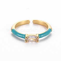 Brass Enamel Cuff Rings&nbsp;RJEW-T016-29-NF