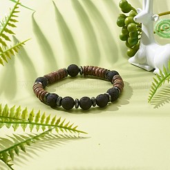 Natural Coconut Rondelle Beads Stretch Bracelet for Men Women&nbsp;BJEW-JB06771-02