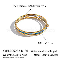 304 Stainless Steel Micro Pave Cubic Zirconia Bangles for Women&nbsp;MA1312-3