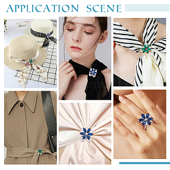 4Pcs 2 Colors Glass Flower Scarf Buckle Ring&nbsp;AJEW-PH0004-23