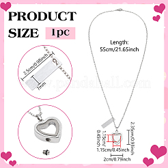 1Pc 304 Stainless Steel with Glass Heart Pendant Urn Ashes Necklaces&nbsp;NJEW-FG0001-25P