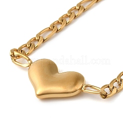304 Stainless Steel Figaro Chain Heart Link Bracelets for Women&nbsp;BJEW-K237-10G