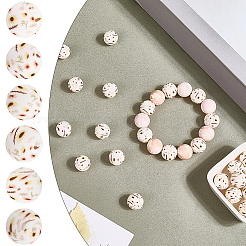 30Pcs Printed Round with Sunflower Pattern Silicone Focal Beads&nbsp;SIL-SC0002-84E