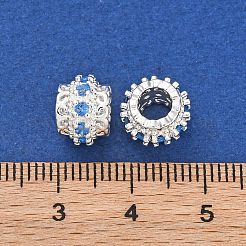 Brass Micro Pave Cubic Zirconia European Beads&nbsp;KK-H513-06S