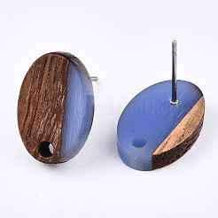 Resin & Walnut Wood Stud Earring Findings&nbsp;MAK-N032-004A-A08