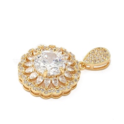 Brass Micro Pave Clear Cubic Zirconia Pendants&nbsp;KK-S531-22G