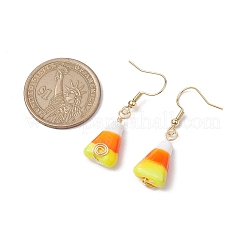 Candy Corn Handmade Lampwork Dangle Earrings&nbsp;EJEW-JE05869