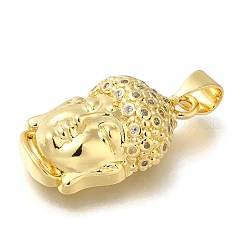 Rack Plating Brass with Cubic Zirconia Pendants&nbsp;KK-Z086-30G-02