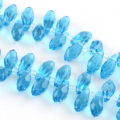 Faceted Teardrop Transparent Glass Bead Strands&nbsp;GLAA-R155-6x12-M