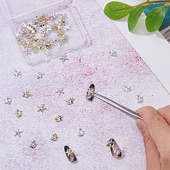 64Pcs 8 Styles Starfish Alloy Rhinestone Cabochon&nbsp;MRMJ-FH0001-40