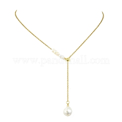 Adjustable Natural Baroque Keshi Pearl Oval Tassel Y Necklaces&nbsp;NJEW-JN06060