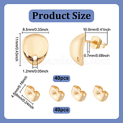 40Pcs 304 Stainless Steel Stud Earring Findings&nbsp;STAS-UN0063-92