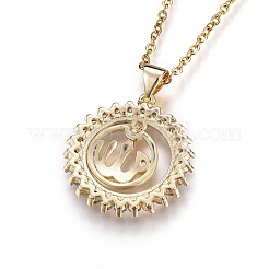 Brass Micro Pave Cubic Zirconia Pendant Necklaces&nbsp;NJEW-O108-26G