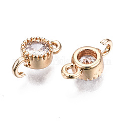 Brass Micro Pave Clear Cubic Zirconia Links Connectors&nbsp;KK-S359-145B-RS
