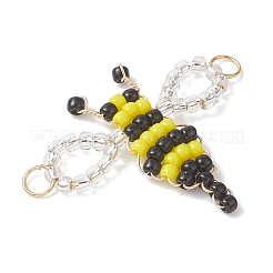 Glass Seed Beaded Bee Links Connector Charms&nbsp;PALLOY-MZ01221