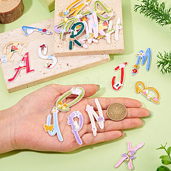 26Pcs Letter A~Z with Flower Polyester Computerized Embroidery Cloth Iron on/Sew on Patches&nbsp;DIY-TAC0015-42