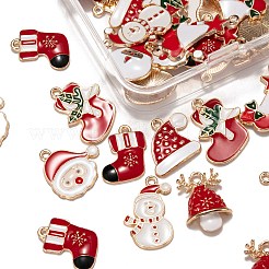 48Pcs 8 Style Christmas Theme Alloy Enamel Pendants&nbsp;ENAM-LS0001-47-RS