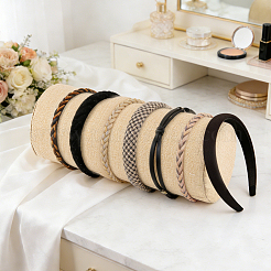 Wood Covered with Linen Headband Holder Organizer for Girls Women&nbsp;ODIS-WH0007-94