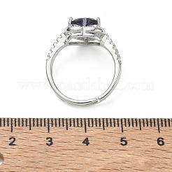 Brass & Purple Heart Cubic Zirconia Finger Rings for Women&nbsp;CU-CBA7E55-14P