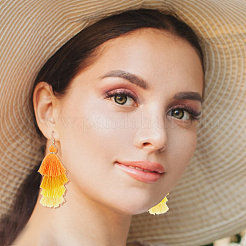 10 Pairs 10 Colors Multi-layer Cotton Tassel Dangle Earrings&nbsp;EJEW-AN0001-67