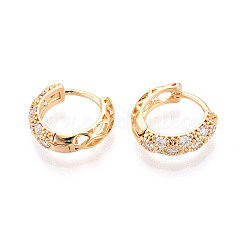 Brass Micro Pave Clear Cubic Zirconia Hoop Earrings&nbsp;EJEW-T048-45G