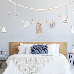 2Pcs 2 Styles Wall Hanging Photo Display with Wooden Beads Garland&nbsp;WOOD-GO0001-02