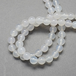 Round Natural White Agate Beads Strands&nbsp;G-S129-4mm