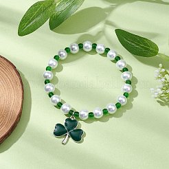 Alloy Enamel Clover Charm Bracelets&nbsp;BJEW-JB11191