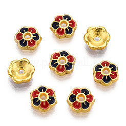 6-Petal Alloy Enamel Bead Caps&nbsp;X1-ENAM-TAC0023-06