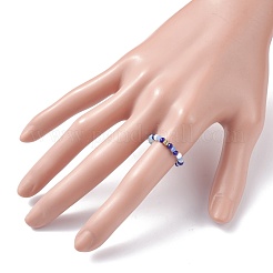 Glass Beaded Stretch Finger Ring with Cube for Women&nbsp;RJEW-JR00431