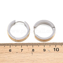 Two Tone 304 Stainless Steel Stripe Hoop Earrings&nbsp;EJEW-L307-03GP