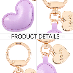 1Pc Imitation Leather Heart Keychain&nbsp;KEYC-CL0001-14B
