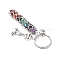 Yoga Natural Amethyst & Carnelian & Red Jasper & Green Aventurine & Tiger Eye & Synthetic Turquoise Keychains&nbsp;KEYC-JKC01221-02