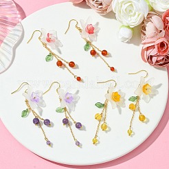 3 Pairs Acrylic & Brass Dangle Earrings for Women&nbsp;EJEW-TA00566