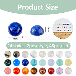 48Pcs 24 Styles Natural & Synthetic Mixed Gemstone Cabochons&nbsp;G-FH0002-50