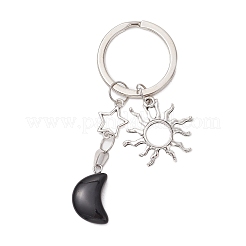 Synthetic Opalite & Natural Obsidian Pendant Keychains&nbsp;KEYC-JKC01212