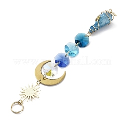 Wire Wrapped Bullet Electroplated Natural Quartz Crystal  & Glass Pendant Decoration&nbsp;HJEW-JM03122-03