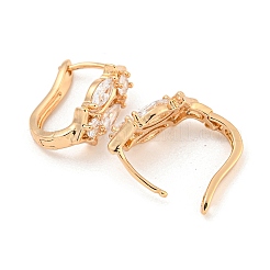 Brass Micro Pave Clear Cubic Zirconia Hoop Earrings&nbsp;EJEW-A107-09B-KCG